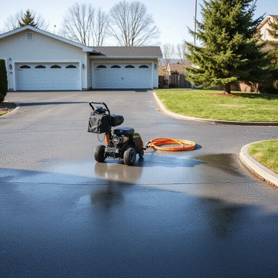 Clean driveway with professional equipment