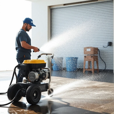 Power washing service in action
