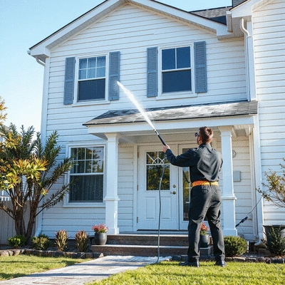 Professional house washing service in action
